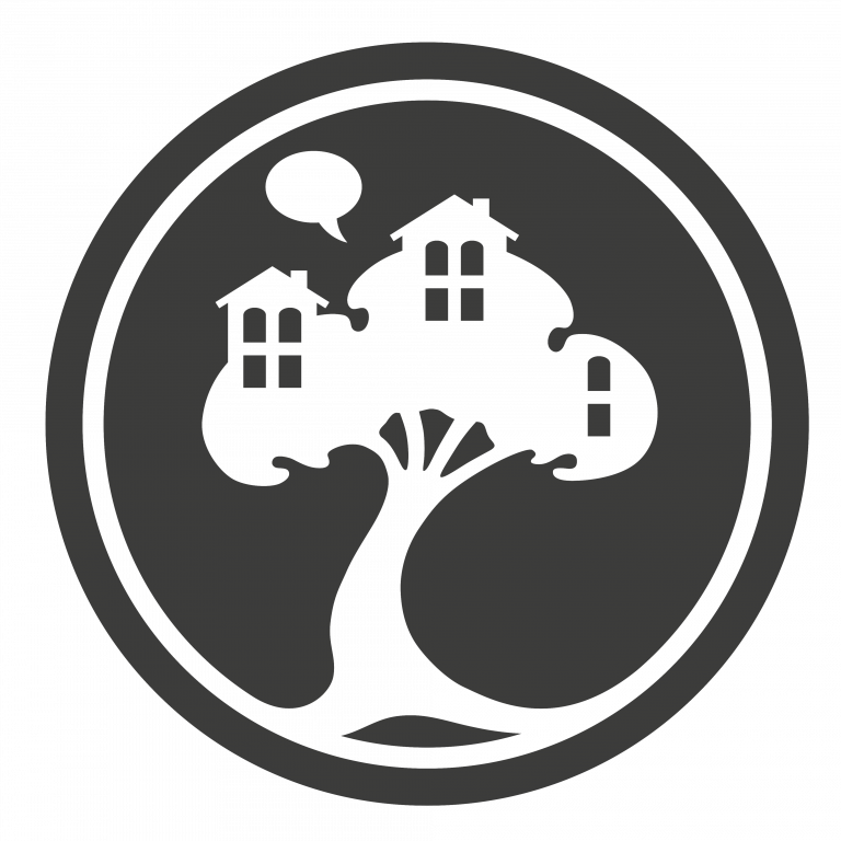 Logo: Baumhaus in schwarzem Kreis
